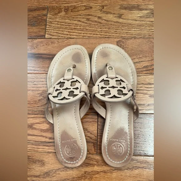 Tory Burch Women's Miller Soft Calf Leather Sandals Sz 7.5 - Picture 2 of 10